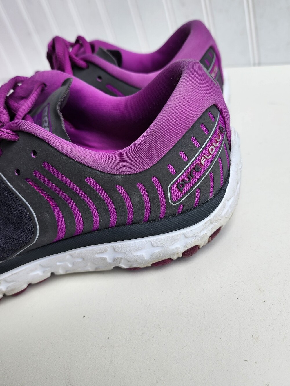Brooks Pure Flow 6 Running Jogging Shoes WOMENS Gray Purple Lace Up SIZE 7 - Picture 7 of 11